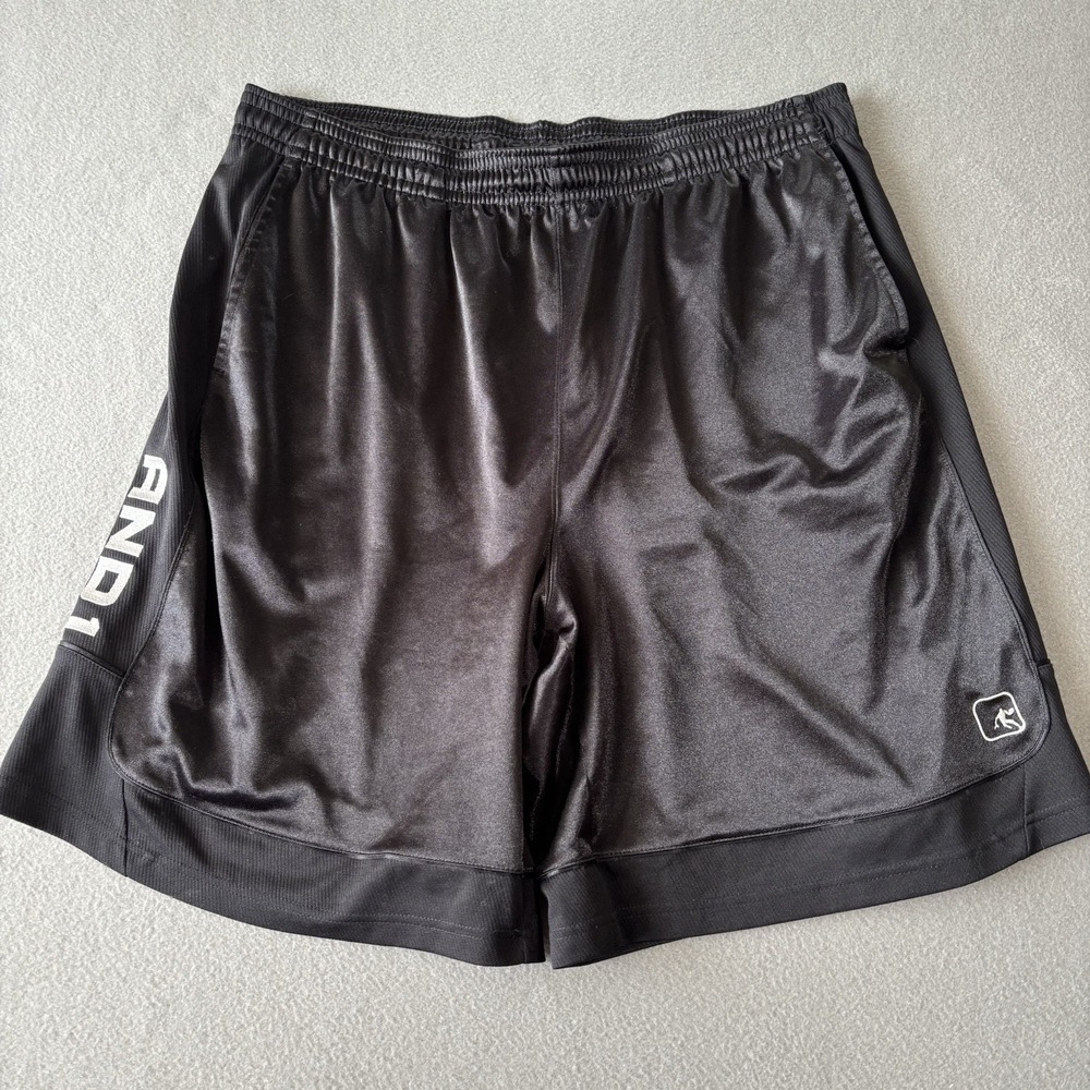 AND1 Silky Dazzle Black Basketball AND 1 Shorts Men 3XL Vintage Y2K Baggy Active
